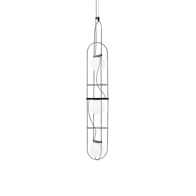 Setareh Grande suspension lamp by FontanaArte front view on white background