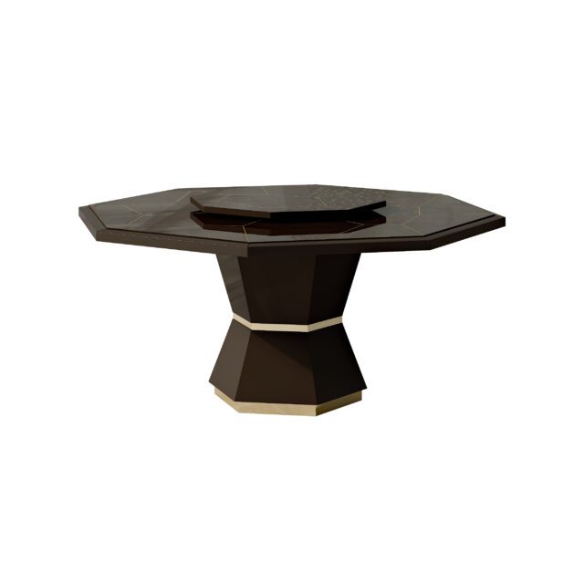 The 7515 Octagonal Table by Carpanese Home is enriched by the use of "Lati" exotic wood on the top